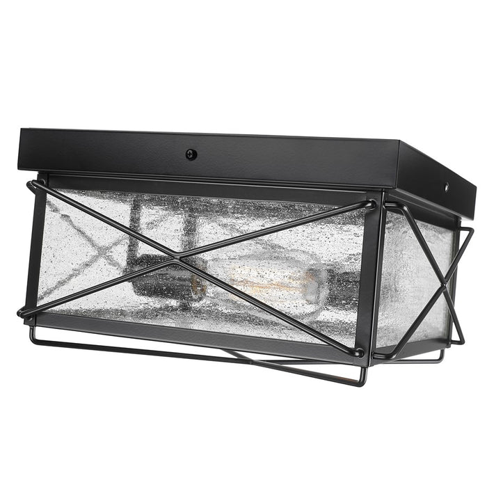 Millennium Robinson 2Lt Outdoor Flush Mount, Black/Clear Seeded