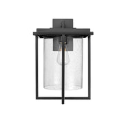 Millennium Adair 1Lt 17" Outdoor Wall Sconce, Black/Clear Seeded - 42622-PBK