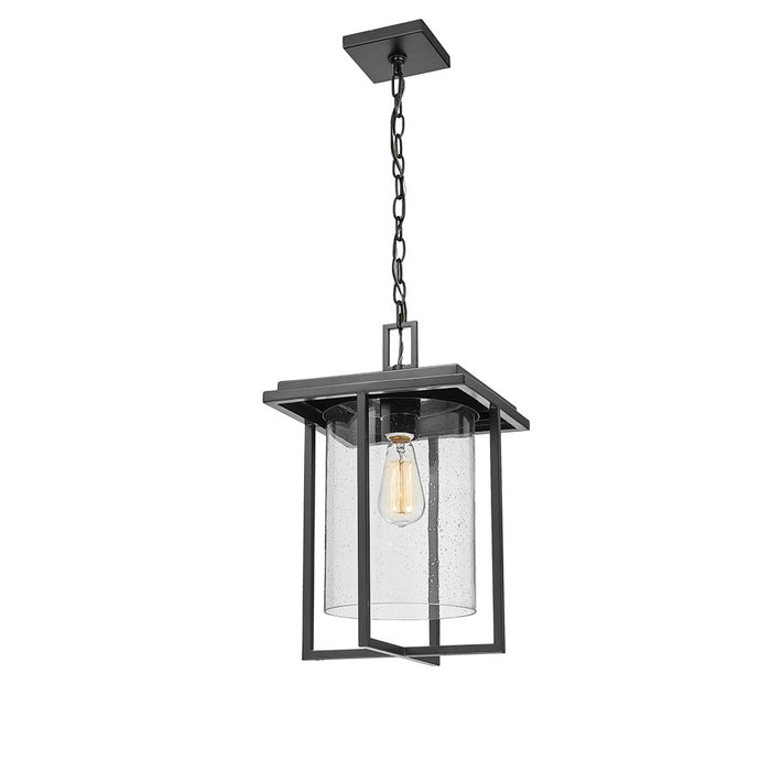 Millennium Adair 1Lt Outdoor Hanging Lantern, Black/Clear Seeded