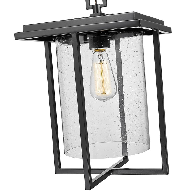 Millennium Adair 1Lt Outdoor Hanging Lantern, Black/Clear Seeded