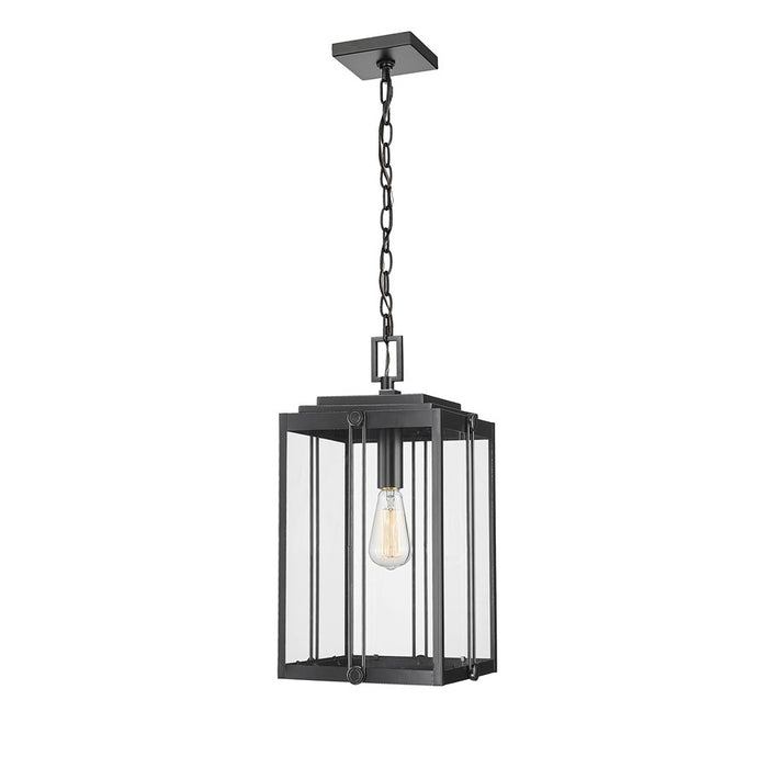 Millennium Lighting Oakland 1Lt Outdoor Pendant, Coated Black/Clear