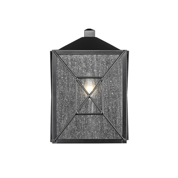 Millennium Caswell 1Lt Outdoor Wall Sconce, Black/Clear Seeded - 42641-PBK
