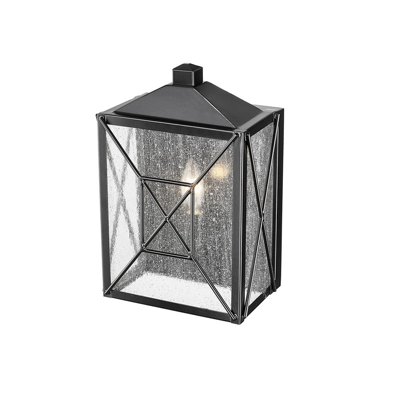 Millennium Caswell 1Lt Outdoor Wall Sconce, Black/Clear Seeded
