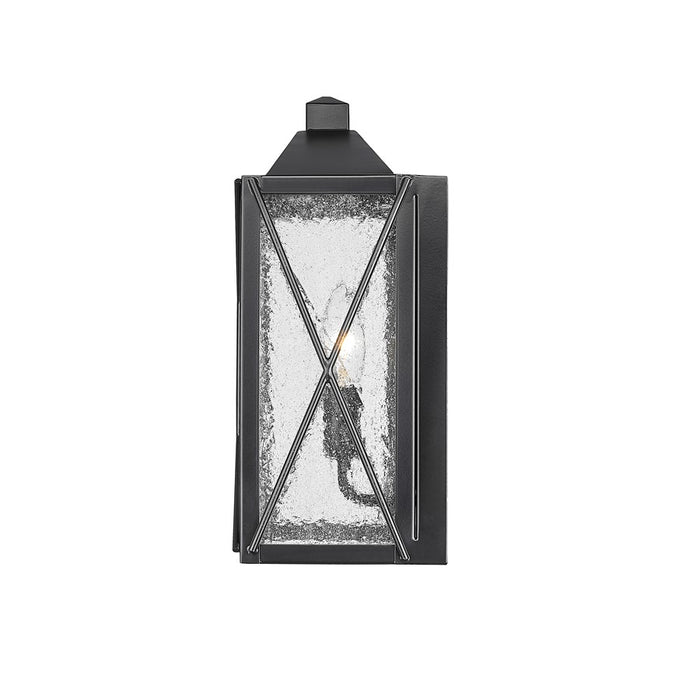 Millennium Caswell 1Lt Outdoor Wall Sconce, Black/Clear Seeded