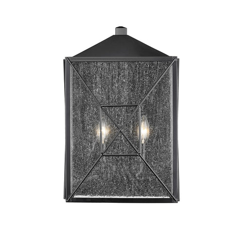 Millennium Caswell 2Lt Outdoor Wall Sconce, Black/Clear Seeded - 42642-PBK