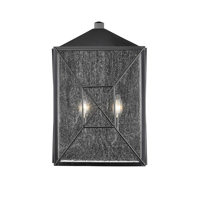 Millennium Caswell 2Lt Outdoor Wall Sconce, Black/Clear Seeded - 42642-PBK