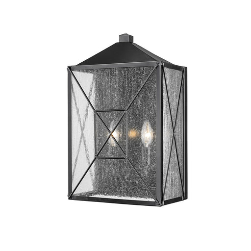 Millennium Caswell 2Lt Outdoor Wall Sconce, Black/Clear Seeded