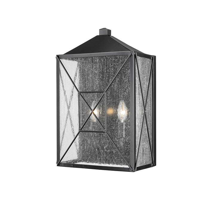 Millennium Caswell 2Lt Outdoor Wall Sconce, Black/Clear Seeded