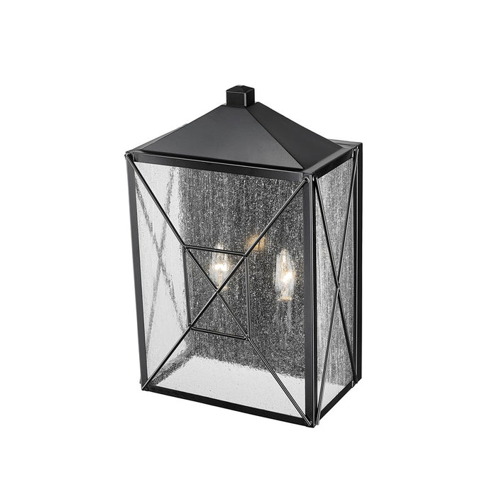 Millennium Caswell 2Lt Outdoor Wall Sconce, Black/Clear Seeded