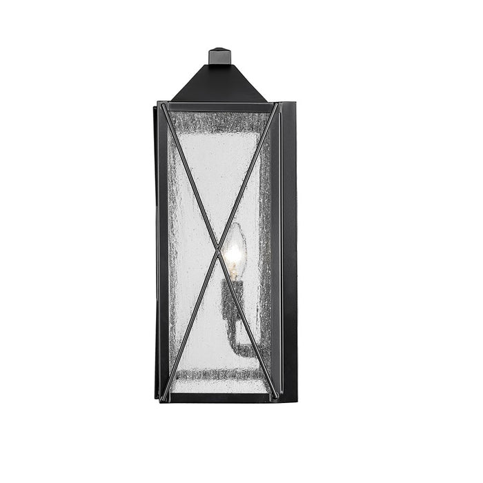 Millennium Caswell 2Lt Outdoor Wall Sconce, Black/Clear Seeded