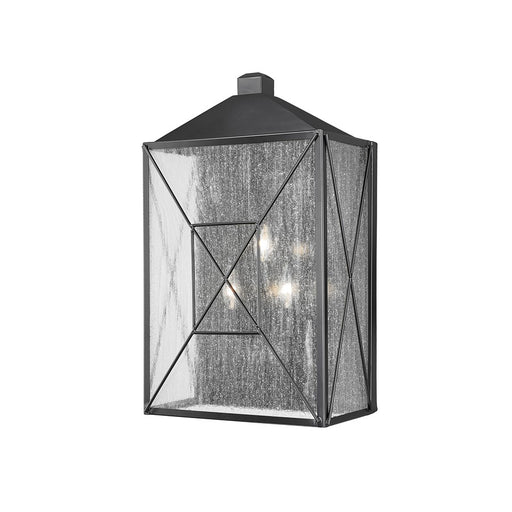 Millennium Caswell 3Lt Outdoor Wall Sconce, Black/Clear Seeded