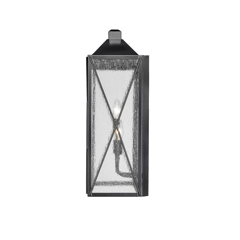 Millennium Caswell 3Lt Outdoor Wall Sconce, Black/Clear Seeded