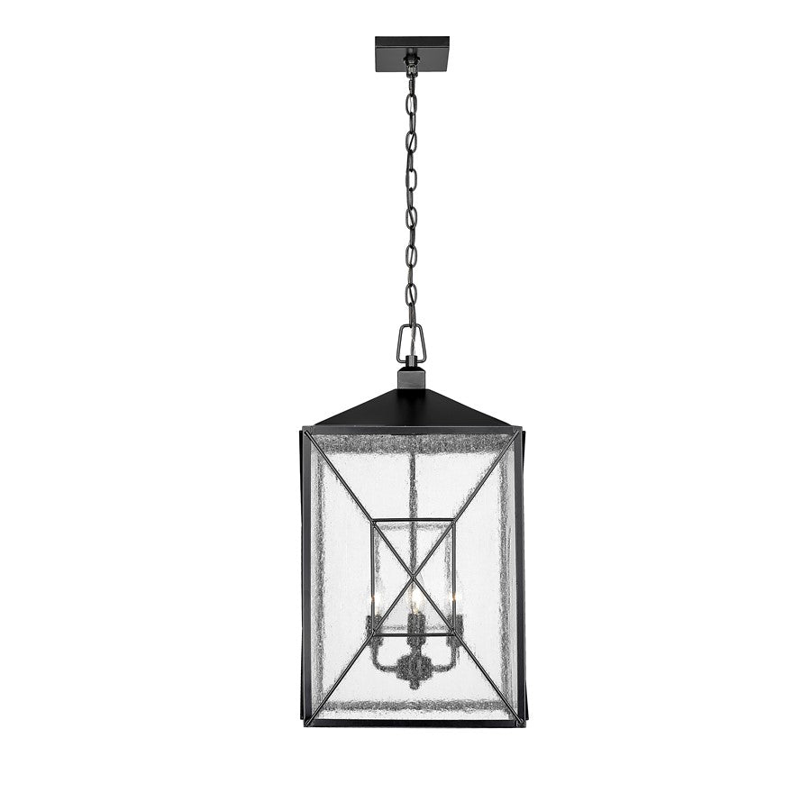 Millennium Lighting Caswell 4Lt Outdoor Pendant, Black/Clear Seeded - 42645-PBK