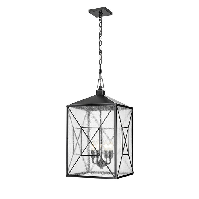 Millennium Lighting Caswell 4Lt Outdoor Pendant, Black/Clear Seeded
