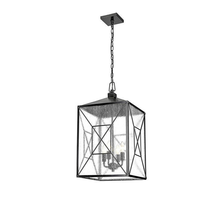 Millennium Lighting Caswell 4Lt Outdoor Pendant, Black/Clear Seeded