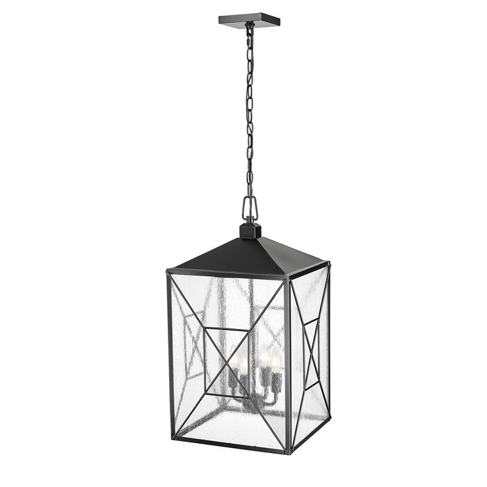 Millennium Lighting Caswell 4Lt Outdoor Pendant, Black/Clear Seeded