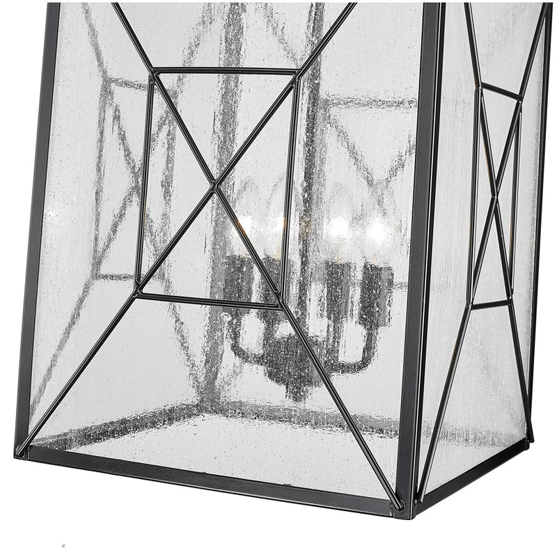Millennium Lighting Caswell 4Lt Outdoor Pendant, Black/Clear Seeded