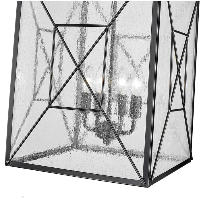 Millennium Lighting Caswell 4Lt Outdoor Pendant, Black/Clear Seeded