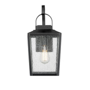 Millennium Devens 1Lt 16" Outdoor Wall Sconce, Black/Clear Seeded - 42651-PBK