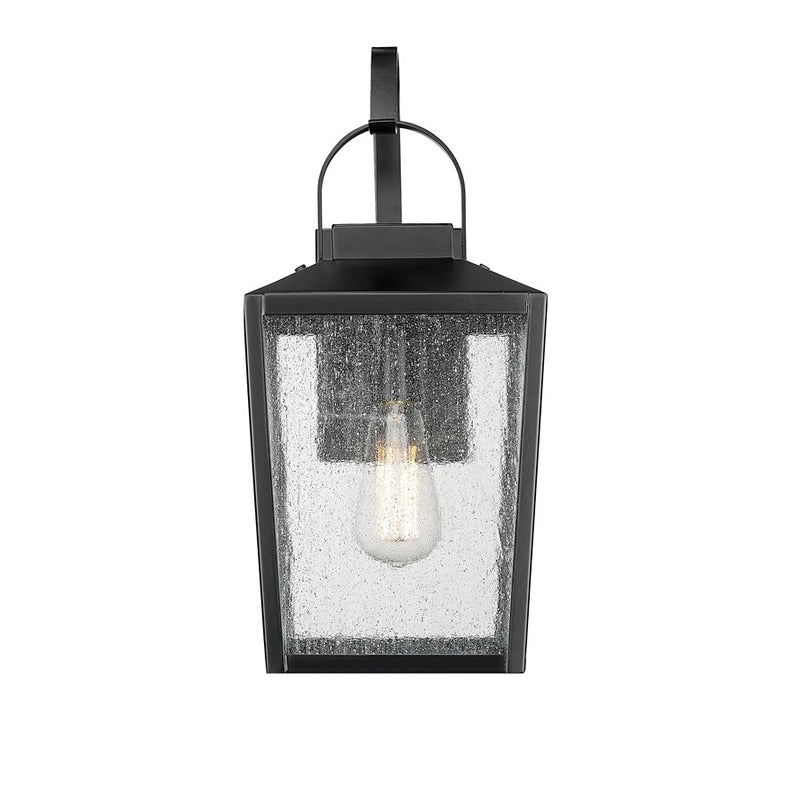 Millennium Devens 1Lt 16" Outdoor Wall Sconce, Black/Clear Seeded - 42651-PBK