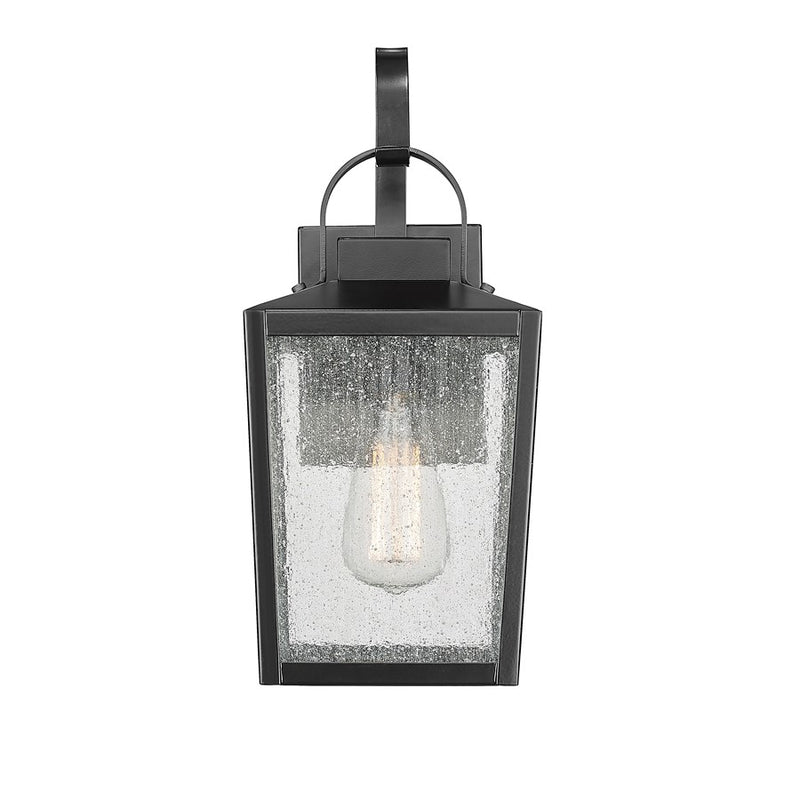 Millennium Devens 1Lt 18" Outdoor Wall Sconce, Black/Clear Seeded - 42652-PBK