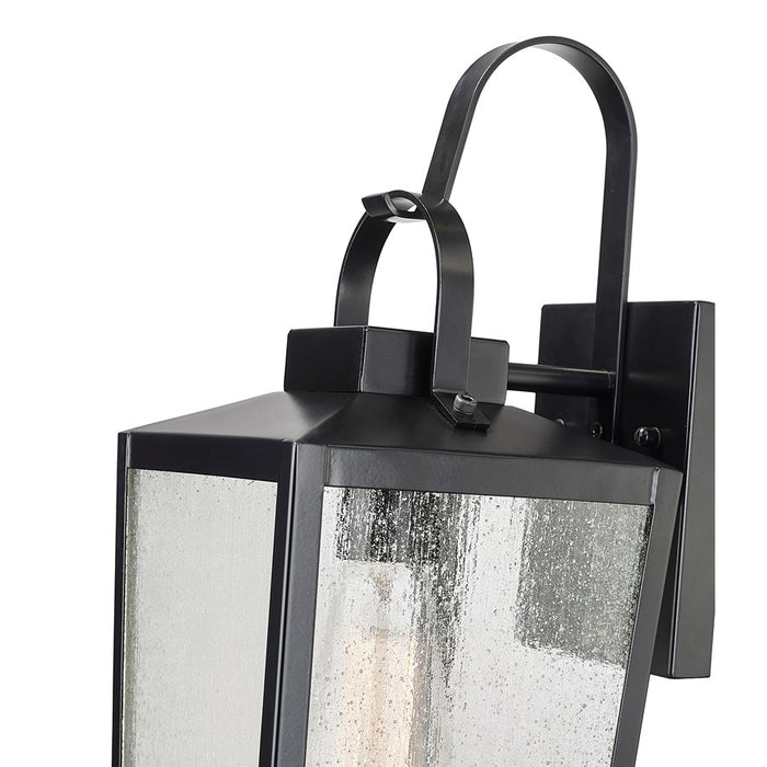 Millennium Devens 1Lt 18" Outdoor Wall Sconce, Black/Clear Seeded