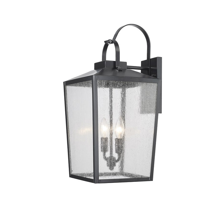Millennium Devens 2Lt Outdoor Wall Sconce, Black/Clear Seeded