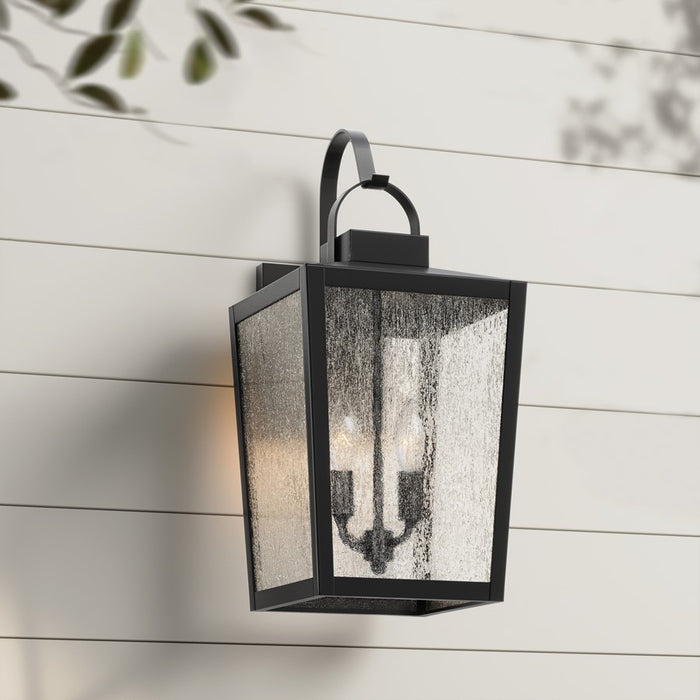 Millennium Devens 2Lt Outdoor Wall Sconce, Black/Clear Seeded