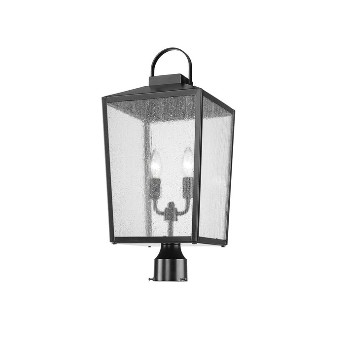 Millennium Devens 2Lt Outdoor Post Lantern, Black/Clear Seeded