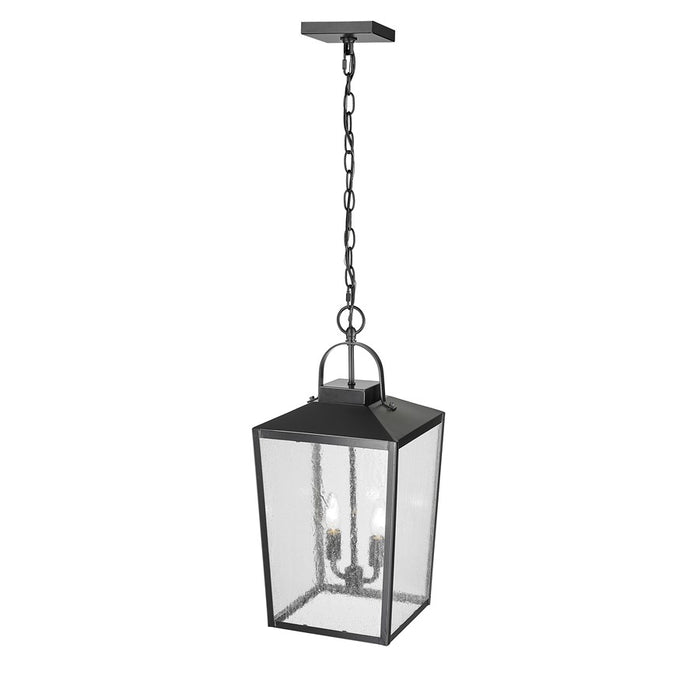Millennium Devens 2Lt Outdoor Hanging Lantern, Black/Clear Seeded