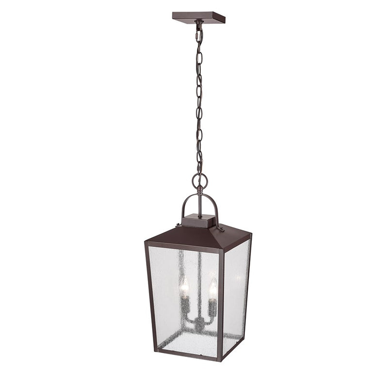Millennium Devens 2Lt Outdoor Hanging Lantern, Bronze/Clear Seeded