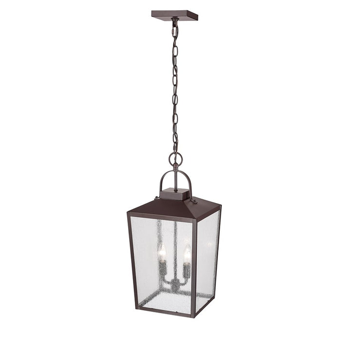 Millennium Devens 2Lt Outdoor Hanging Lantern, Bronze/Clear Seeded