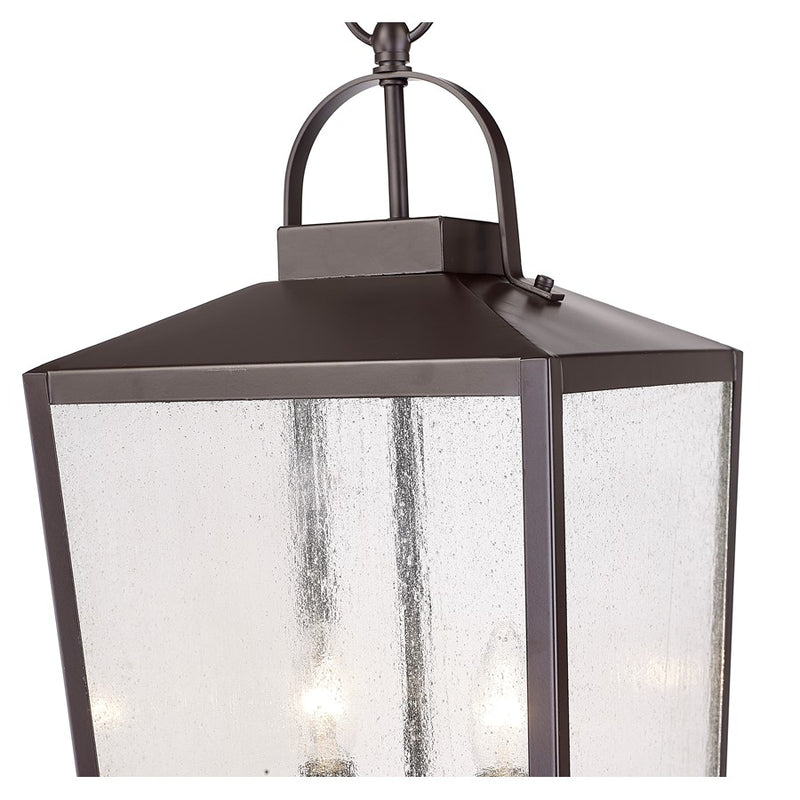 Millennium Devens 2Lt Outdoor Hanging Lantern, Bronze/Clear Seeded