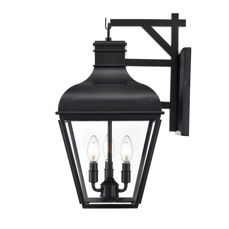 Millennium Lighting Edenton 3Lt 21" Outdoor Wall Sconce, Black/Clear
