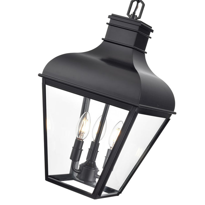 Millennium Edenton 3Lt 11" Outdoor Hanging Pendant, Black/Clear