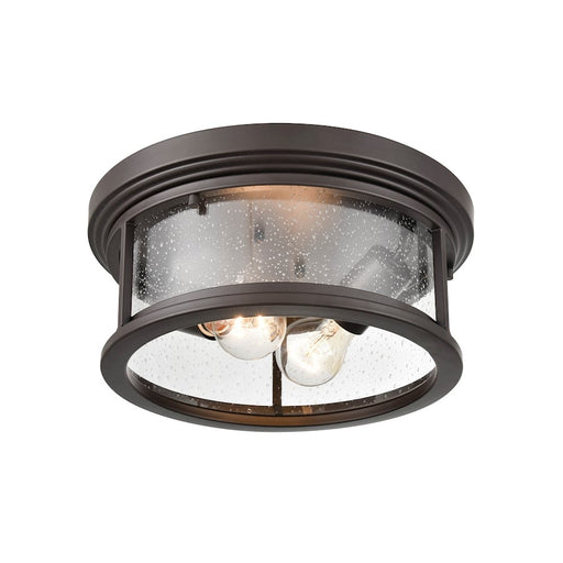 Millennium Bresley 2 Light Outdoor Flush Mount, Bronze/Clear Seeded