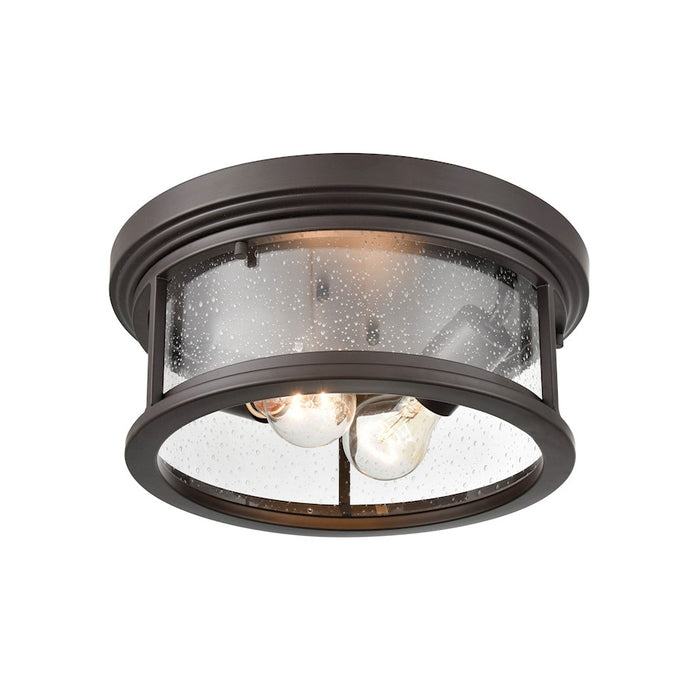 Millennium Bresley 2 Light Outdoor Flush Mount, Bronze/Clear Seeded