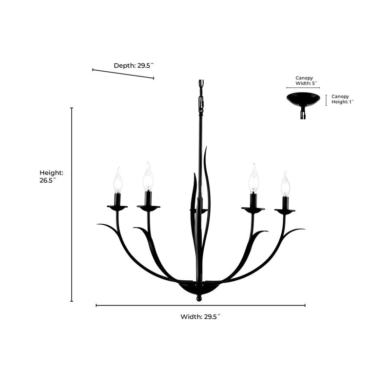 Millennium Lighting Charlize 5Lt 30" Chandelier, Black