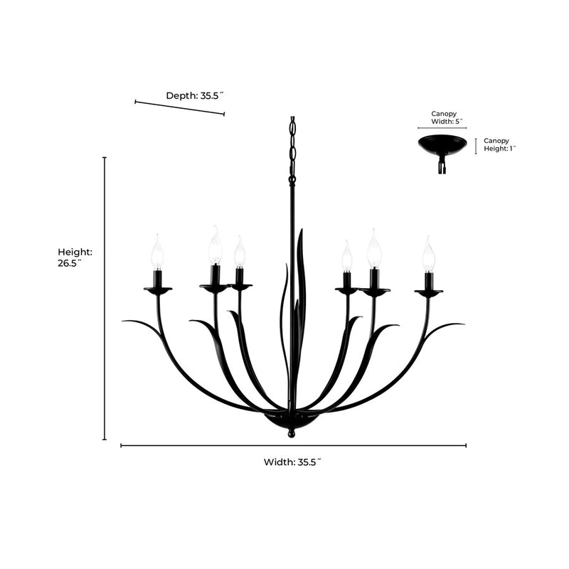 Millennium Lighting Charlize 6Lt 34" Chandelier, Black