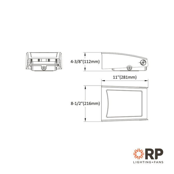 RP Lighting Wall Pack 11" Full Cutoff Adjustable LED Light, Brz