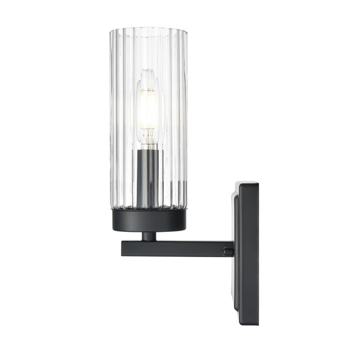 Millennium Lighting Iversen 1Lt 5" Wall Sconce, Black/Clear Reeded