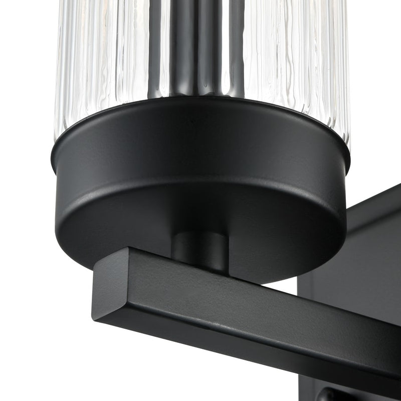 Millennium Lighting Iversen 1Lt 5" Wall Sconce, Black/Clear Reeded