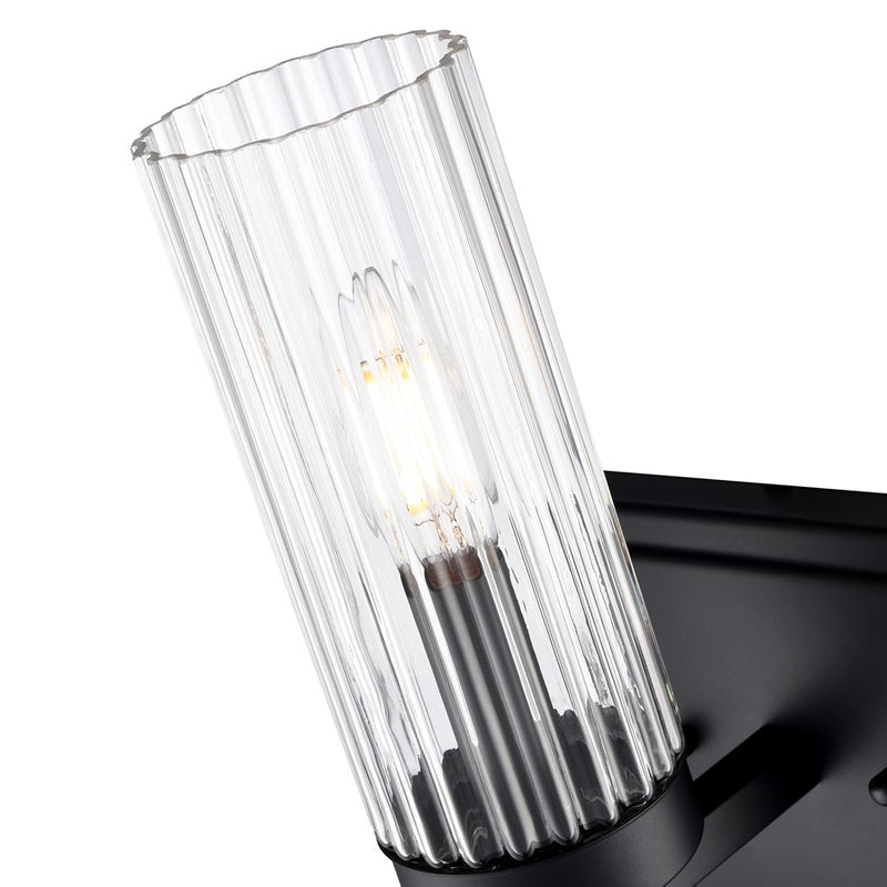 Millennium Lighting Iversen 1Lt 5" Wall Sconce, Black/Clear Reeded