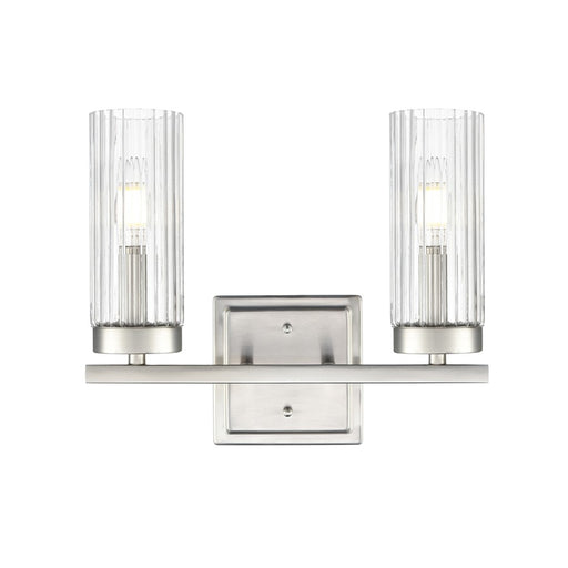 Millennium Lighting Iversen 2Lt 13" Vanity, Nickel/Clear Reeded