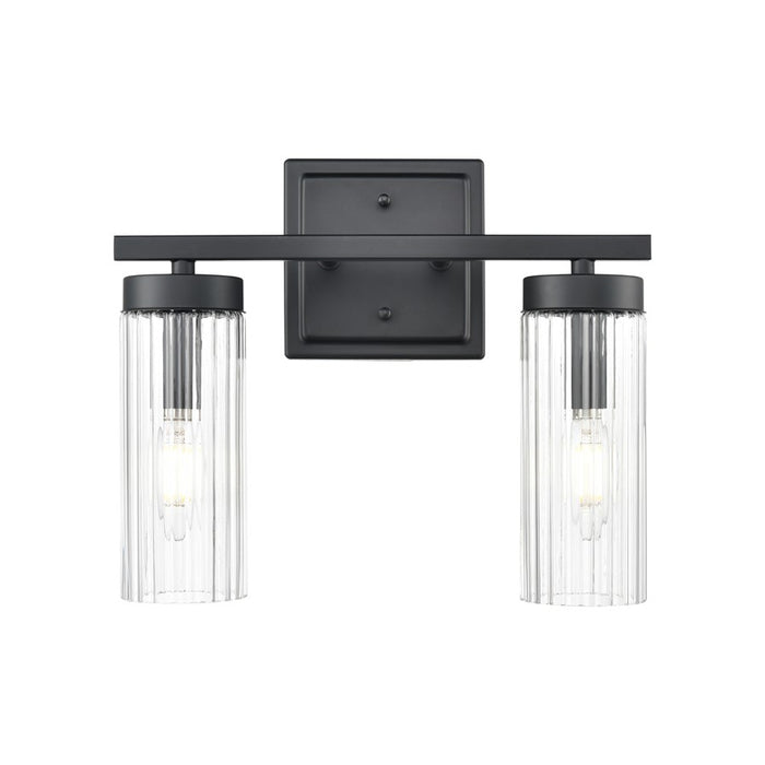 Millennium Lighting Iversen 2Lt 13" Vanity, Black/Clear Reeded