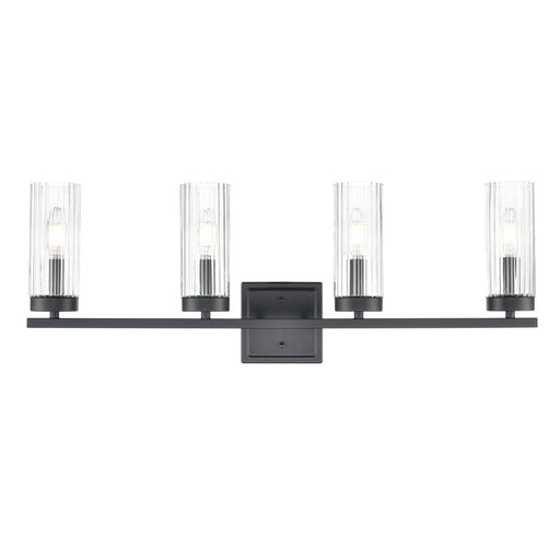Millennium Lighting Iversen 4Lt 30" Vanity, Black/Clear Reeded