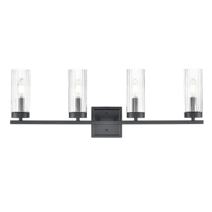 Millennium Lighting Iversen 4Lt 30" Vanity, Black/Clear Reeded