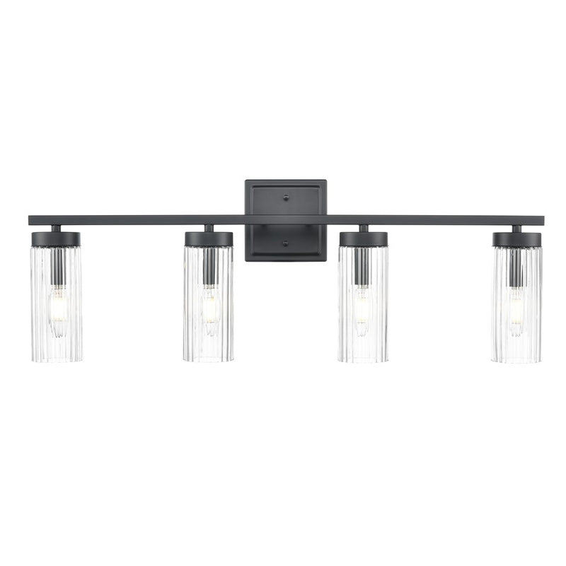 Millennium Lighting Iversen 4Lt 30" Vanity, Black/Clear Reeded