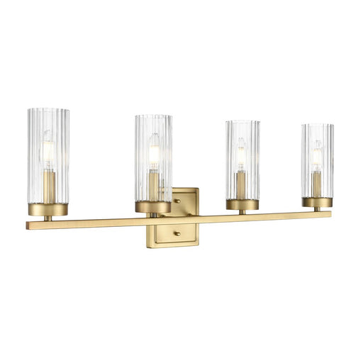 Millennium Lighting Iversen 4Lt 30" Vanity, Brass/Clear Reeded - 46004-VB