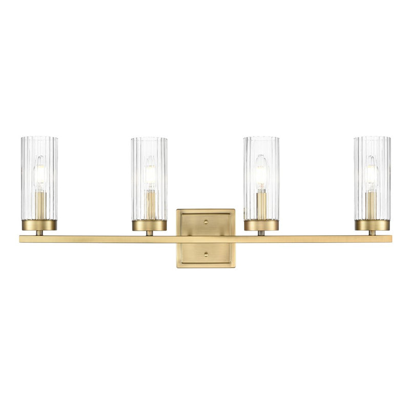 Millennium Lighting Iversen 4Lt 30" Vanity, Brass/Clear Reeded